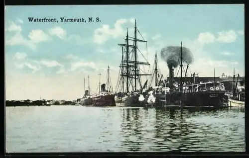 AK Yarmouth /N.S., Waterfront with berthed steamships and sail vessels