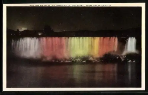 AK Niagara, American Falls, illuminated view from Canada
