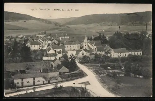AK Moloy /Côte-d`Or, Panorama mit Kirche