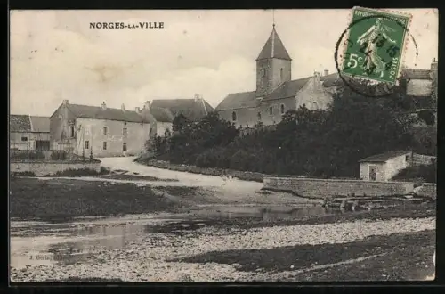 AK Norges-la-Ville, Panorama mit Kirche