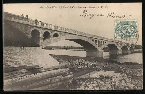 AK Les Maillys, Pont sur la Saone