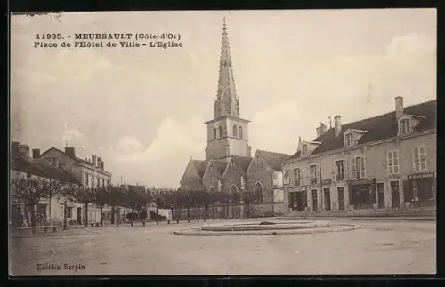 AK Meursault /Côte-d`Or, Place de l`Hôtel de Ville, L`Eglise