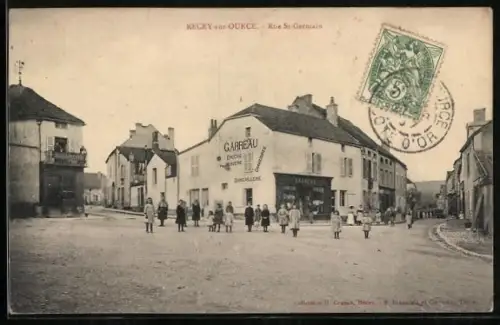 AK Recey-sur-Ource, Epicerie Garreau en Rue St. Germain