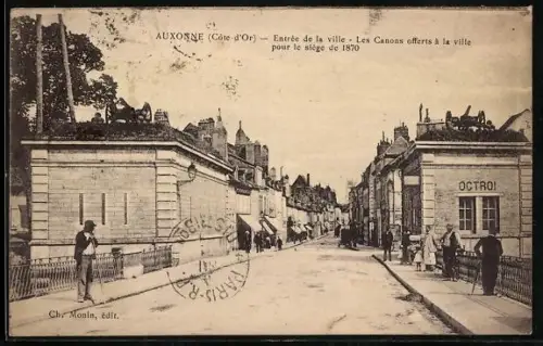 AK Auxonne /Côte-d`Or, Entrée de la ville, Les Canons offerts à la ville pour le siège de 1870