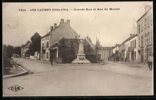 AK Les Laumes, Grande-Rue et Rue du Moulin