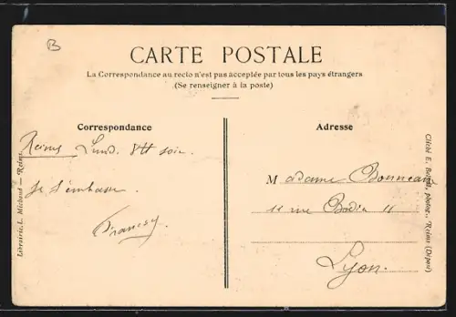 AK Reims, Rue de l`Etape, Strassenpartie