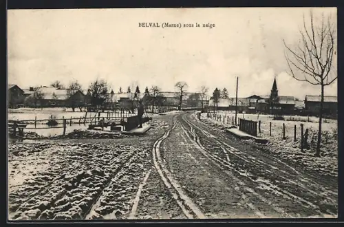 AK Belval /Marne, Panorama sous la neige