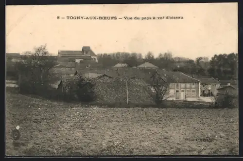 AK Togny-aux-Boeufs, Vue du pays à vol d`oiseau