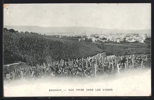 AK Épernay, Vue prise dans les Vignes