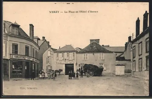 AK Verzy, La Place et l`Hotel de la Ville d`Anvers