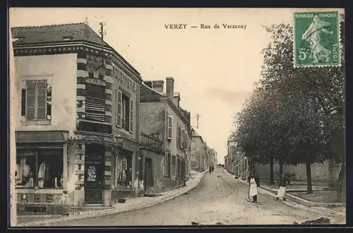 AK Verzy, la rue de Verzenay