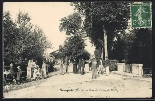 AK Sompuis, Rue du Camp de Mailly, Strassenpartie
