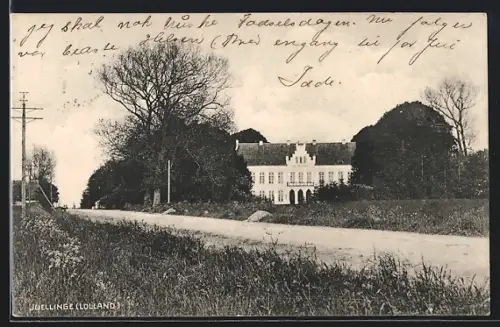 AK Juellinge /Lolland, Landstrasse mit Schloss