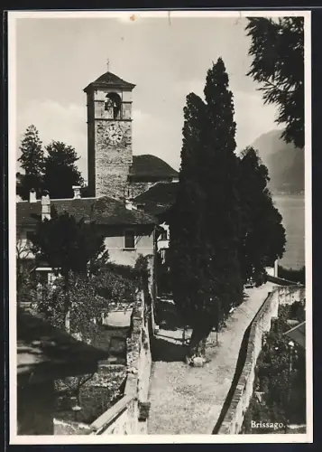 AK Brissago, Ortspartie mit Kirche Santa Maria di Ponte