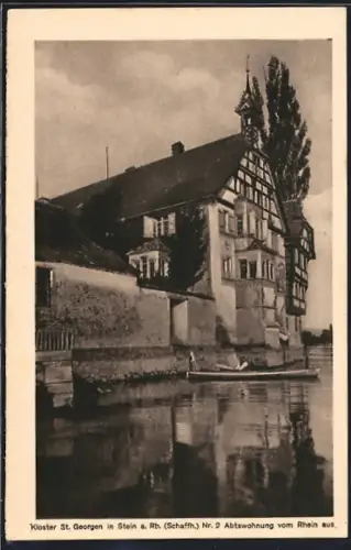 AK Stein a. Rh., Kloster St. Georgen, Abtswohnung vom Rhein aus