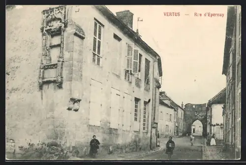 AK Vertus, Rue d`Epernay, Strassenpartie
