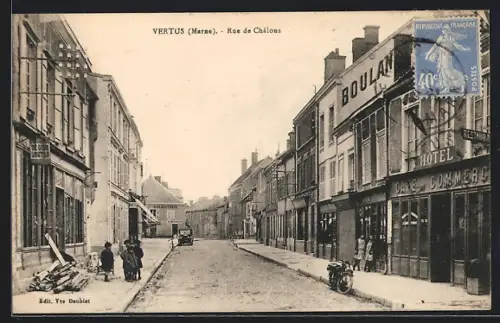 AK Vertus /Marne, Rue de Châlons, Strassenpartie