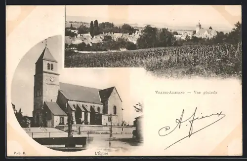 AK Villers-Allerand, Vue générale, L`Église