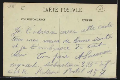 AK Saint-Jean-sur-Moivre, Rue de Dampierre, Strassenpartie