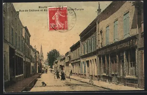 AK Mourmelon, Rue de Châlons, Strassenpartie