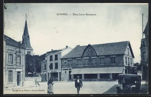 AK Suippes, Place Léon Bourgeois