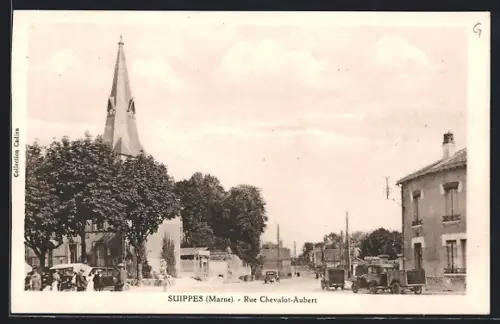 AK Suippes /Marne, Rue Chevalot-Aubert, Strassenpartie
