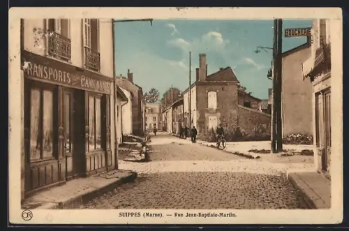 AK Suippes /Marne, Rue Jean-Baptiste-Martin, Strassenpartie