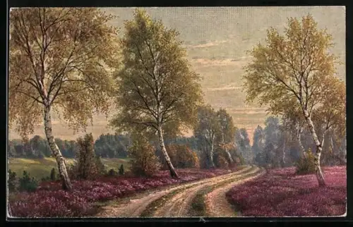 Ölgemälde-Imitations-AK Erpaco-Kunstverlag Nr. 65: Herbstmorgen in der Heide