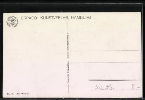 Ölgemälde-Imitations-AK Erpaco-Kunstverlag Nr. 69: Am Weiher