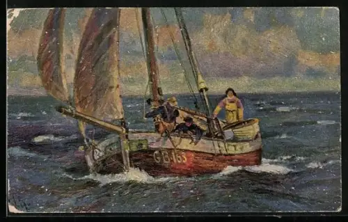 Ölgemälde-Imitations-AK Erpaco-Kunstverlag Nr. 183: Nordsee-Fischer auf See