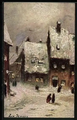 Ölgemälde-Imitations-AK Erpaco-Kunstverlag Nr. 21/2: Winterlandschaften, Strasse