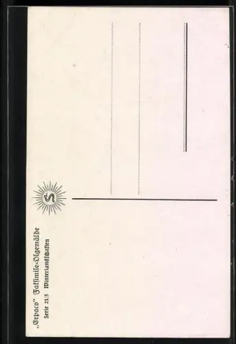 Ölgemälde-Imitations-AK Erpaco-Kunstverlag Nr. 21/5: Winterlandschaften, Ortschaft mit Kirche