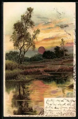 Sonnenschein-Lithographie Idyll am Wasser