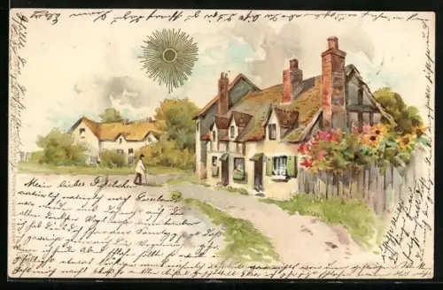 Sonnenschein-AK Schöne Landschaft mit Landhaus