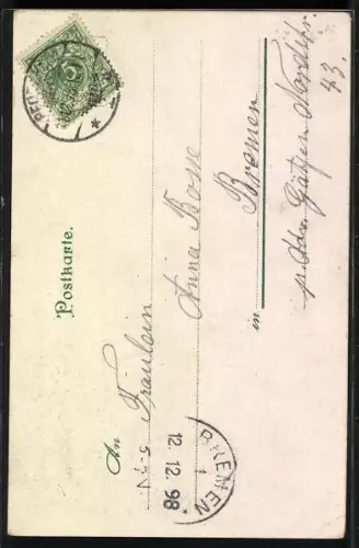 Lithographie Mann schnitzt ein Herz, Dein sei mein Herz und soll es ewig bleiben