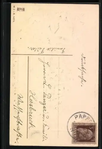 Künstler-AK Jahreszahl 1912 im Schnee vor einem Ort