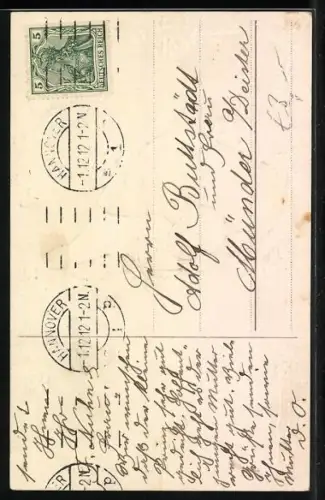 Künstler-AK Neugeborenes liegt selig im Bett, Herzlichen Glückwunsch zum freudigen Ereignis