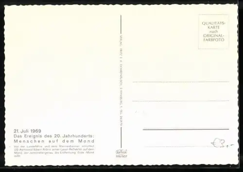 AK US-Astronaut Edwin Buzz Aldrin errichtet einen Laserreflektor auf dem Mond, Raumfahrt