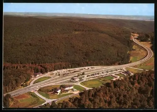 AK Raststätte im Spessart von Hellmut Hofmann aus der Vogelschau mit Umgebung