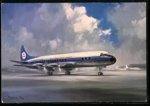 Künstler-AK Flugzeug Lockheed Prop-Jet Electra der KLM