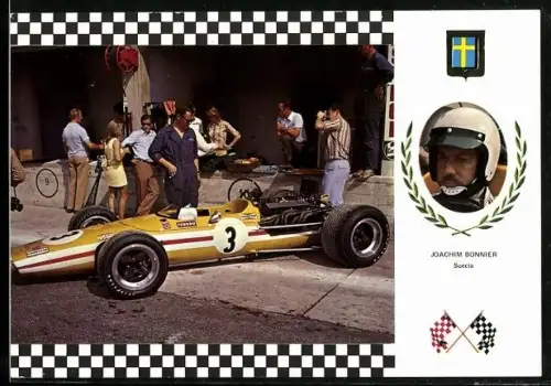AK Formel 1 Rennwagen Mc Laren M5A mit Portrait von Joachim Bonnier