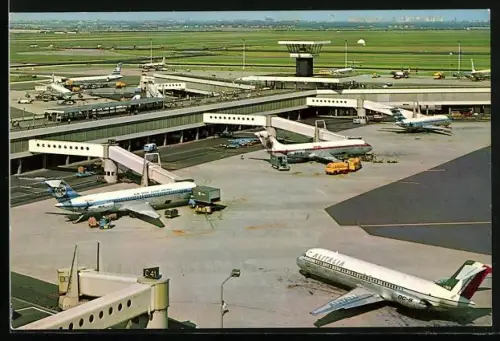 AK Amsterdam, Flughafen, KLM u. Alitalia Maschienen