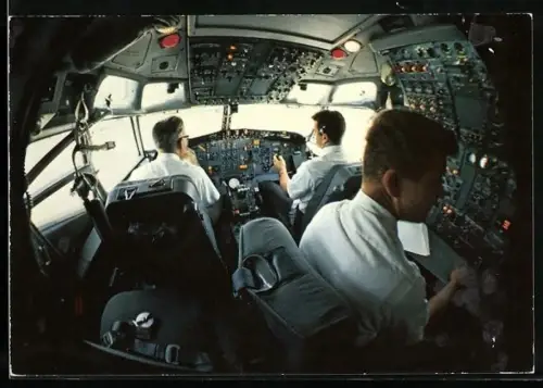 AK Flugzeug Boeing B 727 B Europa Jet, Cockpit