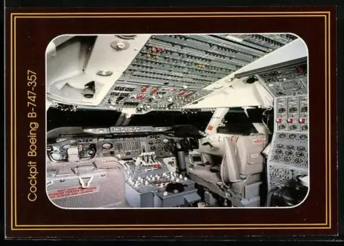 AK Flugzeug Boeing B-747-357 der Swissair, Cockpit