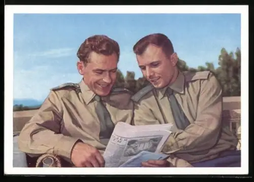 AK Kosmonauten Titow und Gagarin 1961