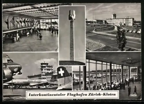 AK Zürich, Interkontinentaler Flughafen Kloten, Teilansichten