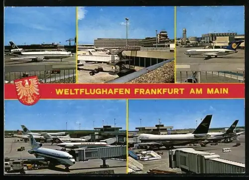AK Frankfurt am Main, Flughafen mit Flugzeugen der Lufthansa, Pan Am, British Airways