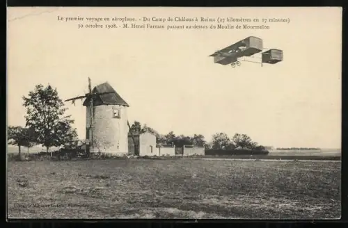 AK Henry Farman in seinem Flugzeug