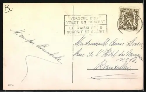 Künstler-AK Kleine Dame mit Kofferträger vorm Flugzeug