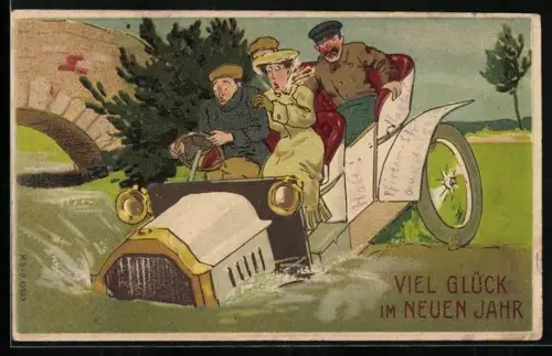 AK Auto stürzt in einen Fluss